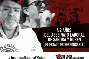 A dos años del asesinato laboral de Sandra Calamano y Rubén Rodríguez
