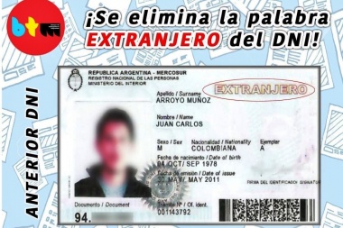 El Registro Nacional de las Personas (RENAPER) eliminará el sello “extranjero” del DNI