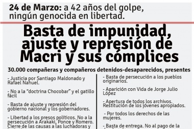 Contra la impunidad, el ajuste y la represión de Macri y sus cómplices