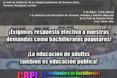 La Coordinadora de Bachilleratos Populares reclama que se implementen medidas para el sector